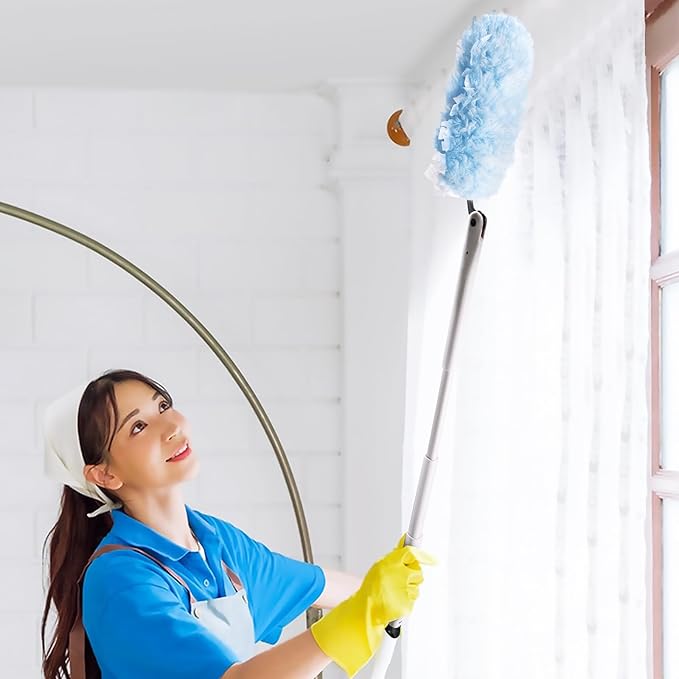 30 Count Heavy Duty Duster Refills with 3 ft Extendable Handle Starter Kit, Compatible with Swiffer Disposable Microfiber Feather Dusters for Cleaning Home