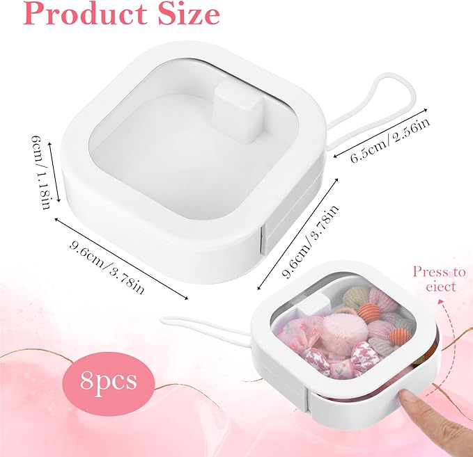Prasacco 8 Pcs Hair Tie Container Hair Accessories Organizer Travel Portable Bobby Pin Holder Travel Qtip Case Cotton Swab Dispenser Girls Women Bathroom Storage Accessory