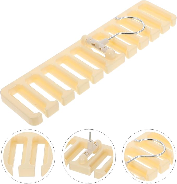 2pcs Belt and Scarf Organizer Rack with Compartments, Portable Plastic Hat Hanging Rack and Tie Storage Hanger for Closet Accessory Organization and Space Saving