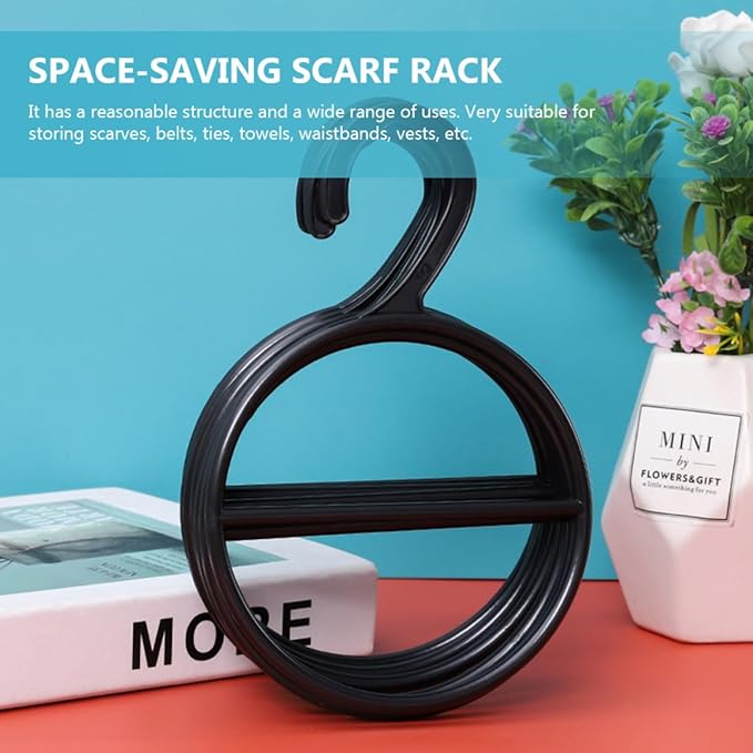 Scarf Hanging Organizer and Belt Ring Holder, Black Plastic Multifunctional Tie Hanger for Closet Storage, Wardrobe Accessory Organizer, 10pcs Set for Home Bedroom Use