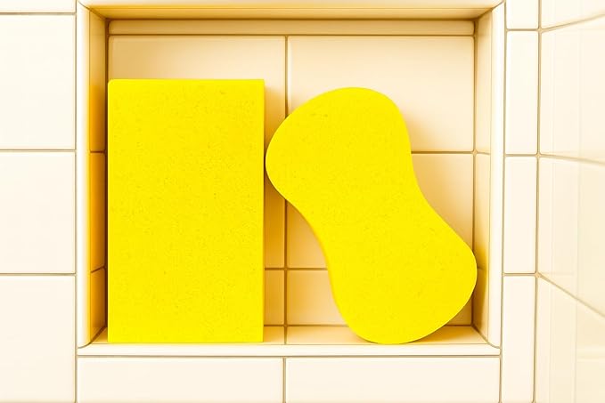 Multi-Purpose Sponges for Cleaning - Yellow 2 Pack, Large Sponges for Car Washing, Tile & Grout, All Purpose Cleaning