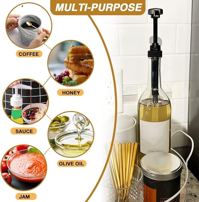 10 Pcs Gold Coffee Syrup Pump, Compatible with 25.4 Oz/750ml Bottles, Syrup Dispenser Pumps Great for Home & Coffee Bar Drinking Mixes, Tea, Beverage, Cocktails
