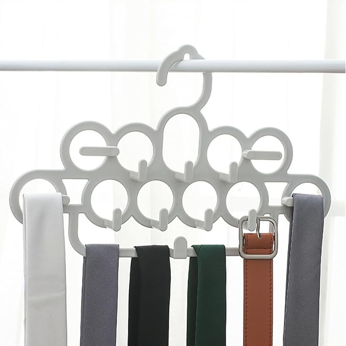 2pcs Multifunctional Plastic Tie Hangers and Scarf Belt Storage Rack for Wardrobe Organization, White Multifunctional Closet Accessory Organizer for Home Use