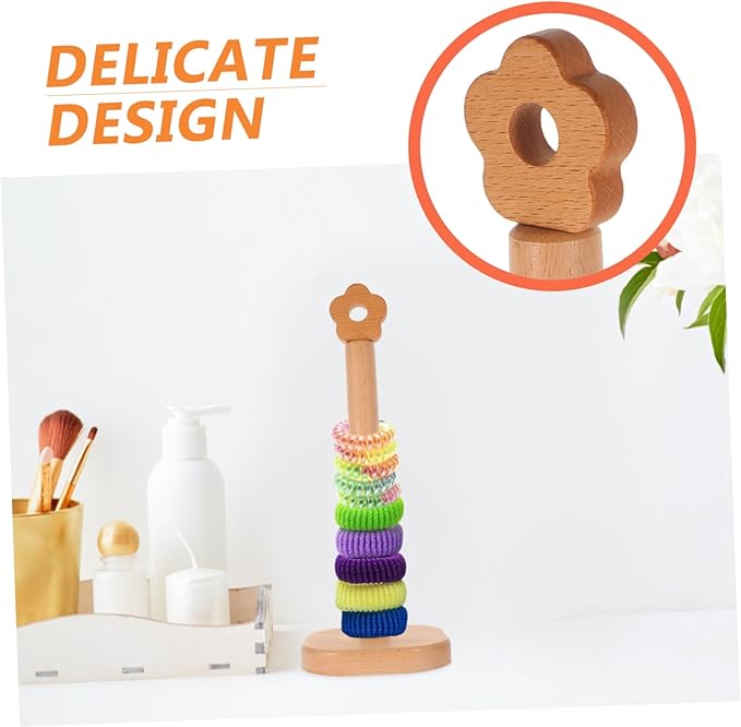 Happyyami Hair Accessories Organizer Wooden Hair Tie Holder Tie Organizer Jewelry Display Stand