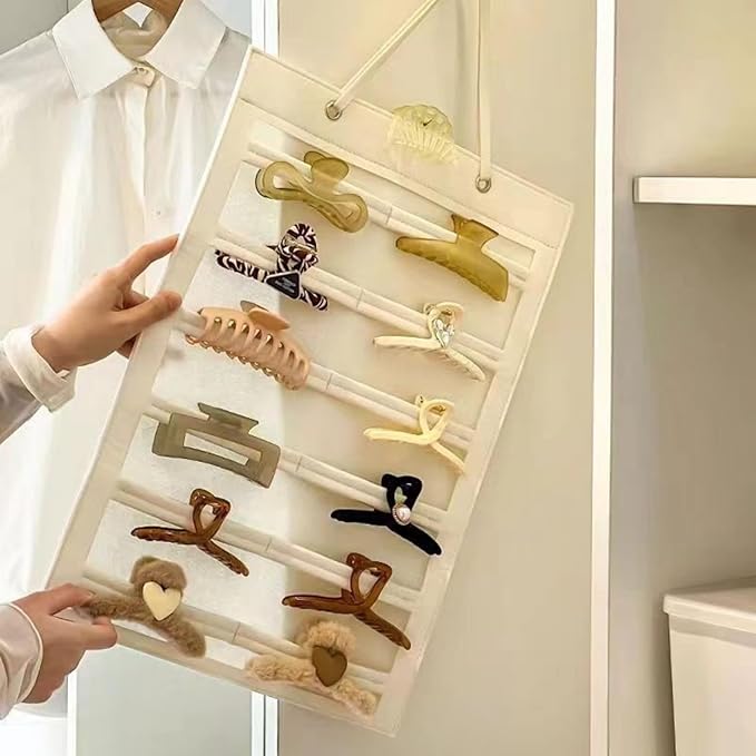 Hanging Claw Clip Organizer for Women Large Capacity Hair Bows Holder Hair Accessories Storage for Sunglasses, Hair Clips, Jewelry, Headbands, Claw Clips Organizer