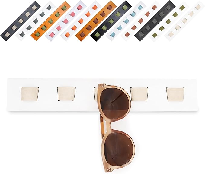 ACOCOFE Sunglass Organizer Wall Mount, Wood Eyeglass Storage Holder, Glasses Rack for Multiple Eyewear Display Men Women (White-white)