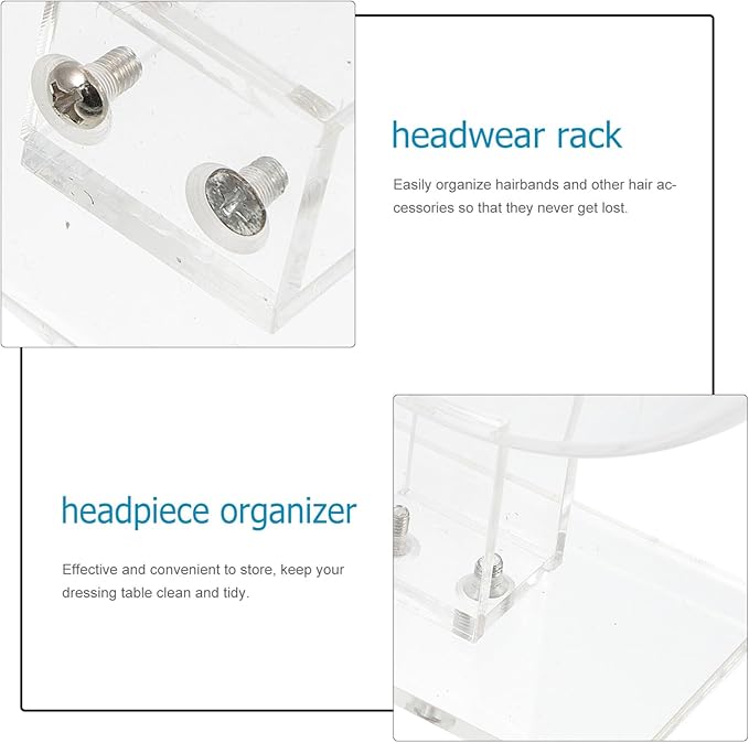 Lurrose Round Acrylic Headband Display Stand Hairband Organizer Rack for Women Girls Hair Accessory Holder Present Occasion Stylish Desktop Storage