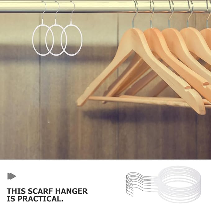 10pcs White Plastic-Coated Large Scarf and Belt Hangers Metal Closet Organizer for Tie and Shawl Storage Home Accessory Organizer Rack