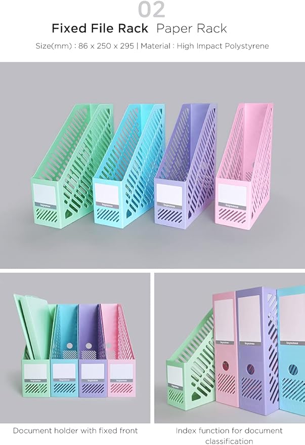 Pastel Desk Organizer Blue Set - 8-in-1 Multi-Functional Office Supply Organizer in 4 Colors | Includes File Holders, Trays, Pen Holders, and More
