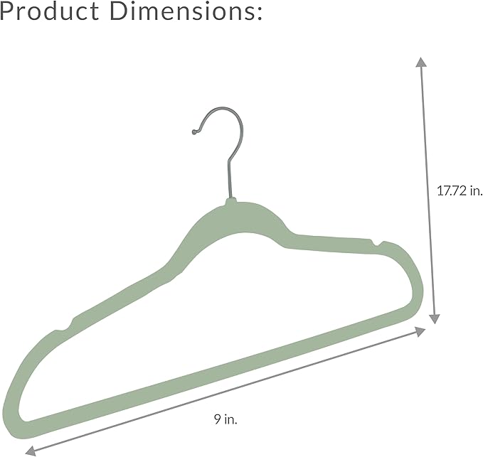 Simplify Slim Velvet Clothes Hangers | 25 Pack | Non-Slip | Shirts | Suit | Pants | Dresses | Garments | Closet Storage & Organization | Durable | Sage