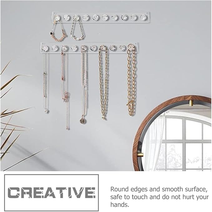Acrylic Wall-mounted Jewelry Hook and Necklace Holder, Jewelry Storage Organizer Rack for Household Use, Space-saving Accessory Organizer for Necklaces and Bracelets