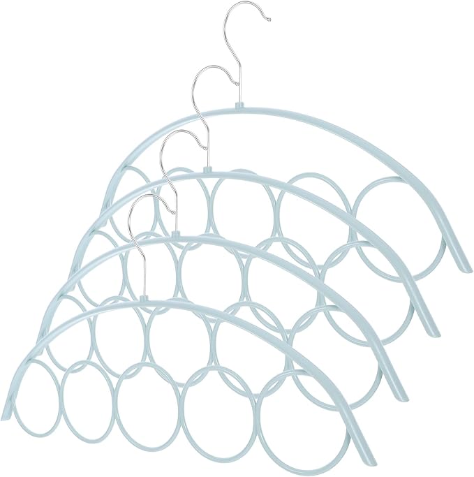 5-Ring Scarf Organizer Hanger Metal Hooks, Anti-Slip Scarf and Handbag Closet Storage Rack, 4pcs Space-Saving Accessory Organizer for Home Wardrobe