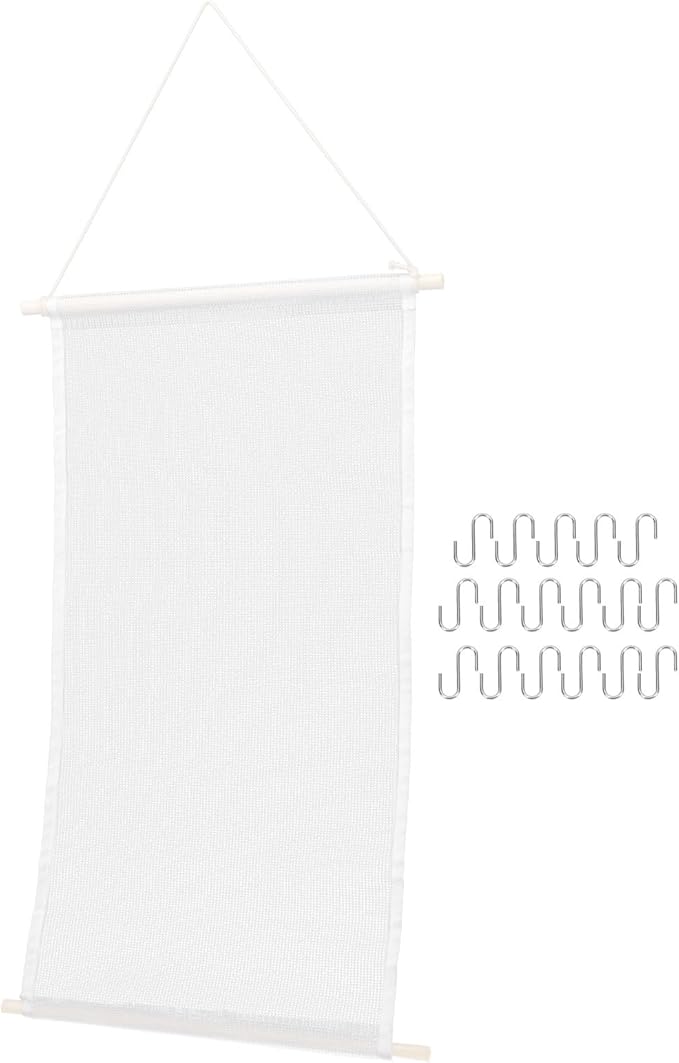 Uonlytech Hanging Earring Wall Holder Mesh Jewelry Organizer with 17 Small Hooks, Decorative Earring Rack for Home Storage and Display, Space-saving Accessory Organizer