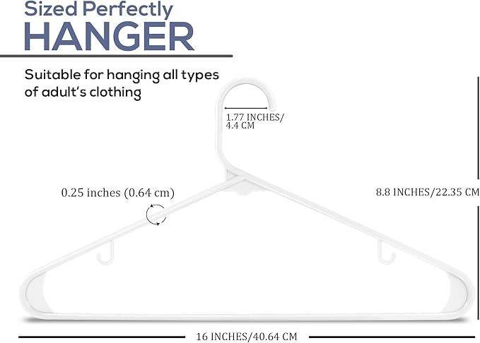 Utopia Home Plastic Hangers 200 Pack - Clothes Hanger with Hooks - Durable & Space Saving (White)