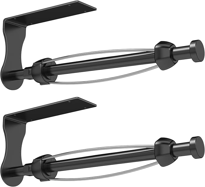 SetSail Paper Towel Holder Under Cabinet Easy Tear Wall Mount Self-Adhesive or Drilled for Kitchen Bathroom Black 2 Packs