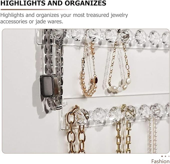 Acrylic Wall-mounted Jewelry Hook and Necklace Holder, Jewelry Storage Organizer Rack for Household Use, Space-saving Accessory Organizer for Necklaces and Bracelets