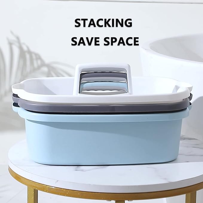 Large Cleaning Supplies Caddy Portable Shower Basket Supply Organizer with Handle Plastic Bucket Tool Storage for Bathroom, Bedroom, Kitchen, College Dorm, Garden, Blue 2 Pack