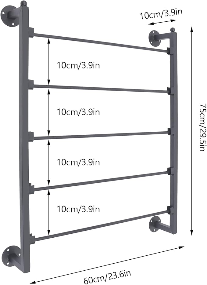 Wall Mounted Display Rack, 5 Layer Silk Scarves Hijab Hanger Organizer, Scarf Accessory Wrapping Tissue Paper Ribbon Holder, Space Saving Metal Shelves for Flower Shop Retail Store Home