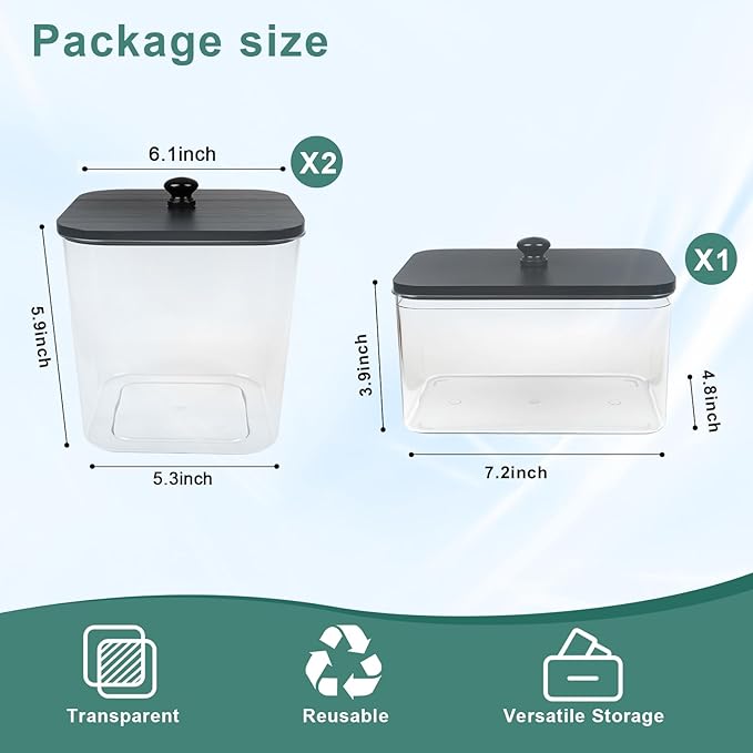 3 Pack Laundry Pod Containers and Dryer Sheet Holder Acrylic Jars with Bamboo Lids and Labels Laundry Room Organization Containers for Scent Booster Powder Detergent Pods Storage