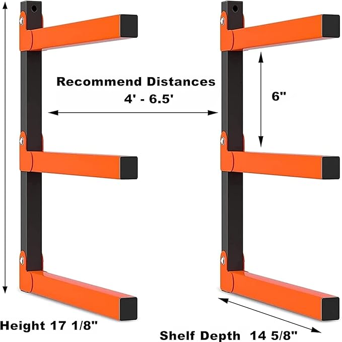 WALMANN Wall Mount Heavy Duty Lumber Rack, Lumber Storage Rack for Garage, Overhead Wood Storage Rack for Woodworking Shop(1 Pair)
