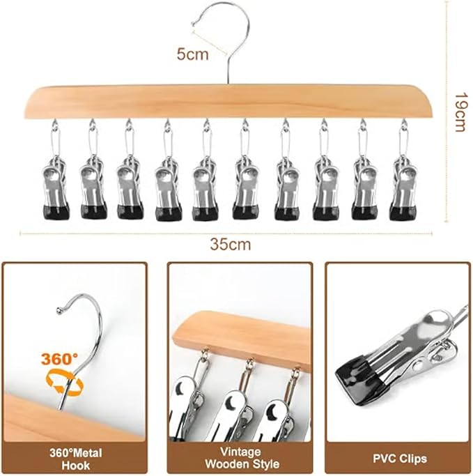 Closet Organizer with 10 Clips, Space Saving Hanging Closet Organizer, Legging 𝐎rganizer for 𝐂loset Hanging, for Pants Scarf Hangers (B)