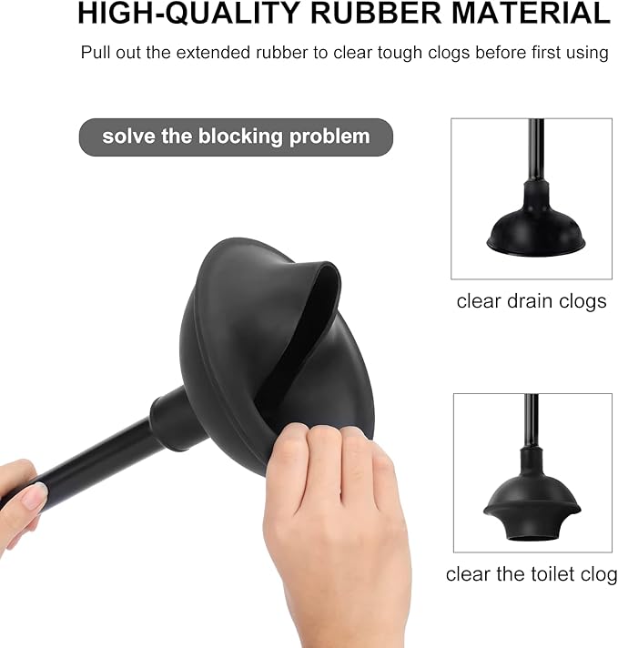 SetSail Toilet Brush and Plunger Set, Toilet Plungers for Bathroom Heavy Duty Toilet Bowl Brush and Holder Hidden Toilet Plunger and Brush Set for Deeply Cleaning - Black