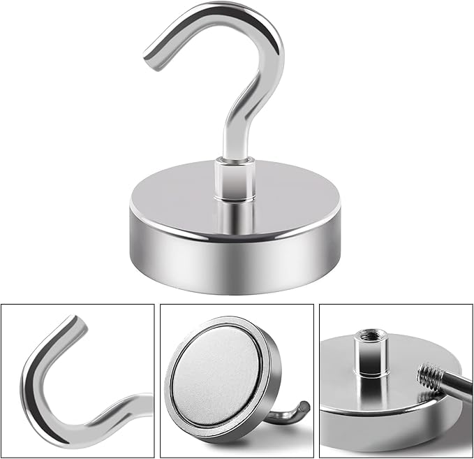 DIYMAG Magnetic Garage Hooks 16 Pack 170lbs 2026 Cruise Cabin Ship Essentials Hook Heavy Duty Strong Magnets Fridge for Classroom Wall Mount Kitchen Grills Silver