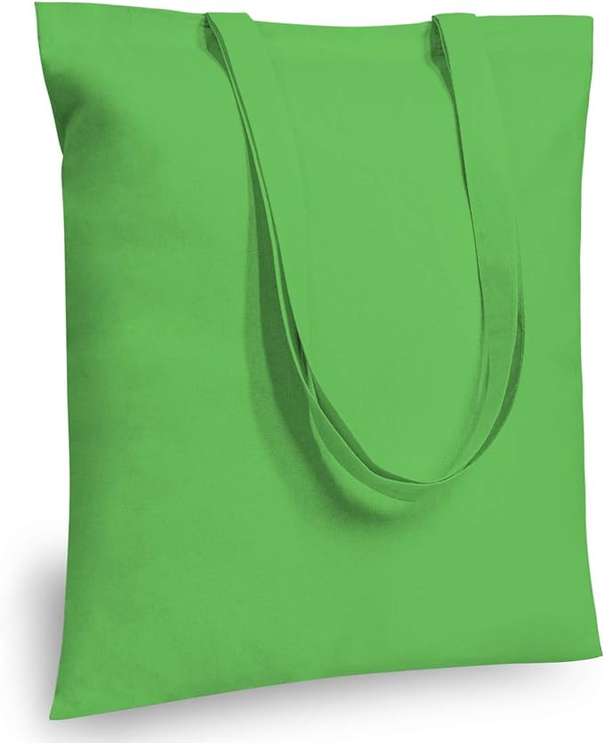 TOPDesign 24-Pack Economical 16"x15" Lime Green Cotton Tote Bag, Lightweight Medium Reusable Grocery Shopping Cloth Bags, Suitable for DIY, Advertising, Promotion, Gift, Activity