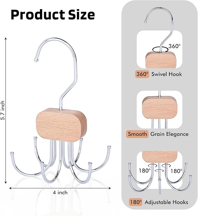 3 Pack Tank Top Hangers, 2025 Upgraded Bra Hanger for Closet Organizer & Storage, 360° Rotating & Foldable Design, Wooden Space-Saving Hanger for Tank Tops, Bras and More (Natural)