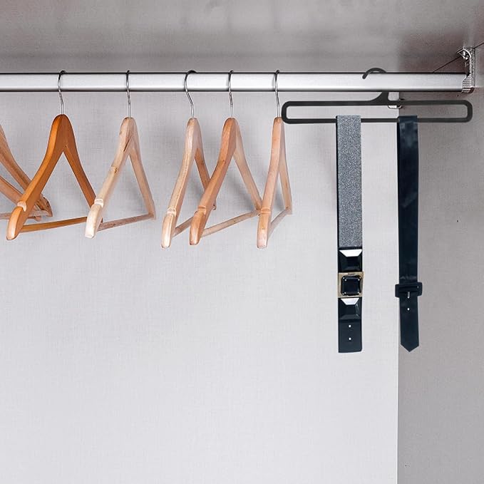 Healifty Multifunctional Clothes Rack Plastic Hanger for Closet Storage Tie Belt Scarf Organizer Lightweight Compact 11.02X3.14X0.19In