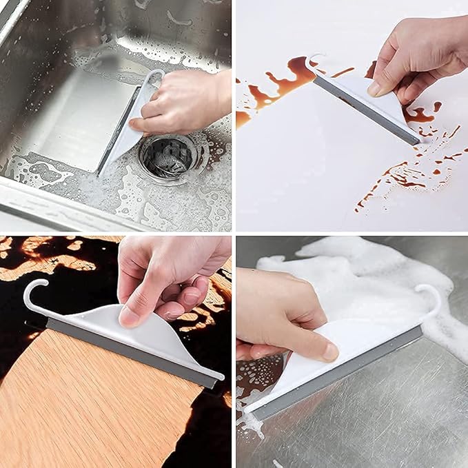 Tiny Bathroom Shower Mirror Squeegee with Hanging Hook, Silicone Mini Kitchen Countertop Squeegee, Water Wiper Scraper Cleaner Tool for Cleaning Sink, Counter, Tiles, Handy Window Glass Water Blade