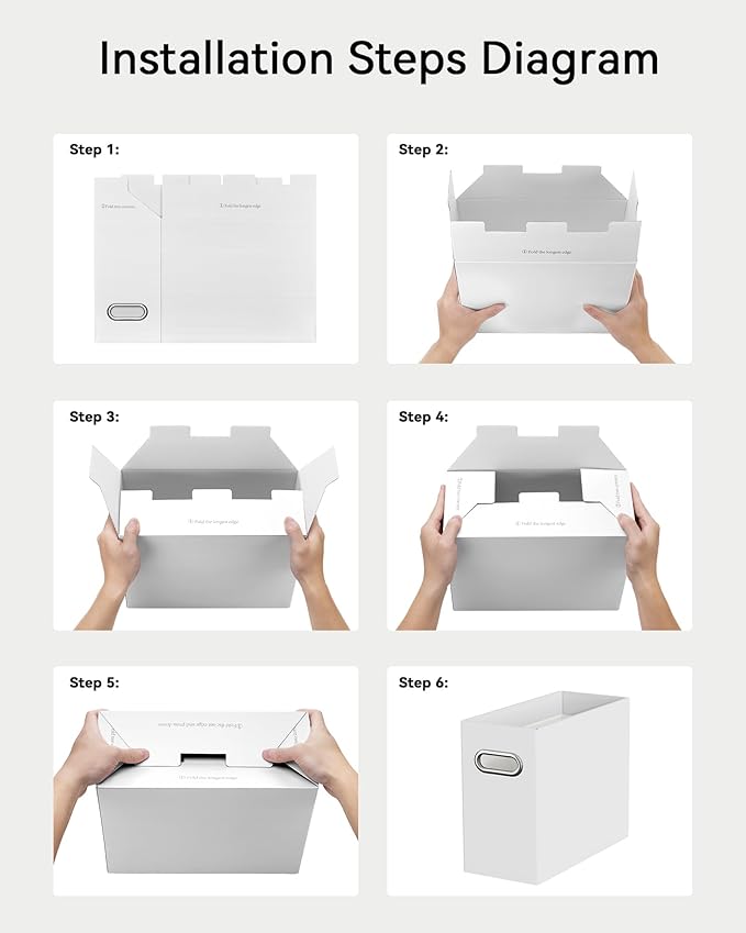 Oterri Cardboard File Organizer Box for Hanging File Folders Letter Size,File Box for Computer Desk,File Cabinet,Working Home,Office,Classroom (White, Letter Size - 1 Pack)
