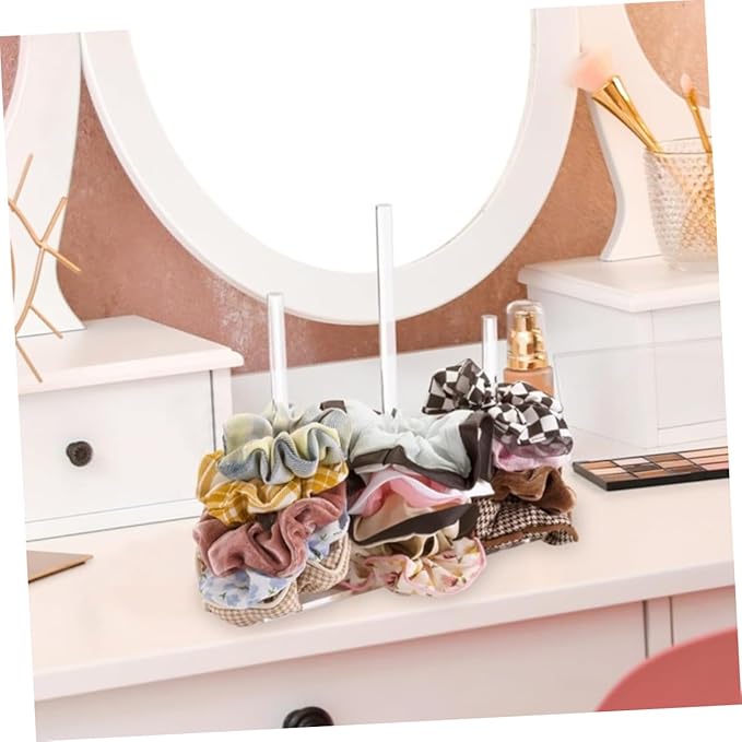 PRETYZOOM Hair Tie Rack Scrunchie Holder Stand Elastic Band Storage Hair Accessories Organizer Acrylic Material