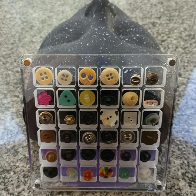 Acrylic Magnetic Seashell Display Box, Seashell Storage Box Display Case Decorative Seashell Starfish Trinket, Small Craft Organizers Container for Bead, Nail, Jewelry, Square-36 Grid