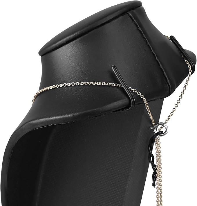 MOOCA 2 Pcs Deluxe Faux Leather Small Necklace Chain Jewelry Display Holder, Jewelry Stand, Necklaces Display Mannequin Bust Stand, 6.25”H, Black Faux Leather