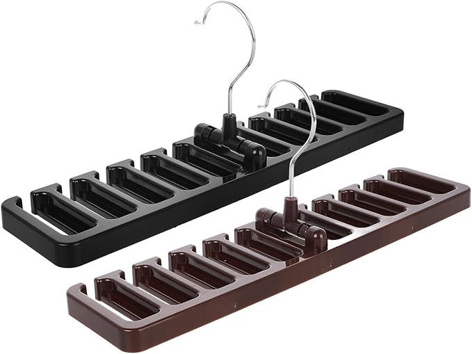 BESPORTBLE 2pcs Tie and Belt Organizer Rack Multifunctional Closet Hanger with Non-Slip Hooks for Men’s Belt and Tie Storage, Space-Saving Home and Travel Accessory