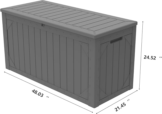100 Gallon Waterproof Large Resin Deck Box，Storage Box for Patio Cushions(Grey)