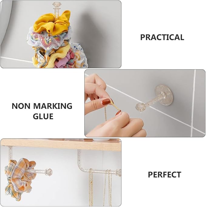 Beaupretty 6pcs Wall Scrunchie Holder Hair Ties Organizer Stand Jewelry Bracelet Display Organizer Hairband Storage Hangers Hair Rope Hooks for Home Shop Bracelets Bangle