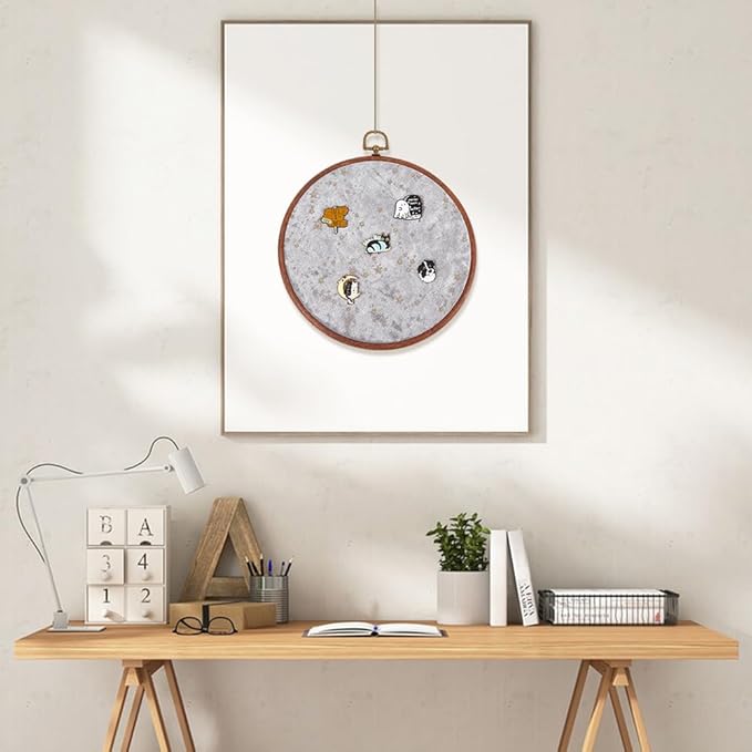 Wall Hanging Brooch Round Pin Board Enamel Pin Display Holder Jewelry Badge Display Collection Board Brooch Round Pin Display Stand for Stud Earring Collectibles Display Wall Decor Grey