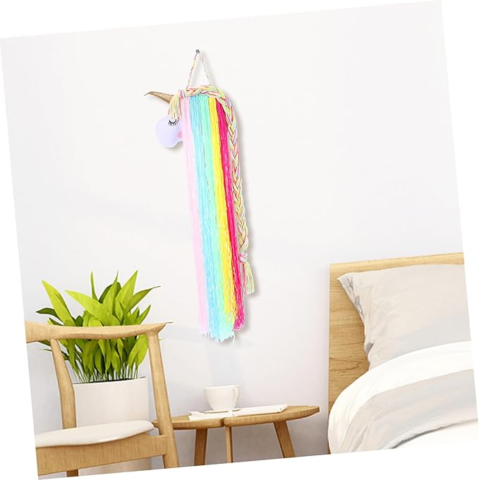 Hand-woven Unicorn Headband Organizer Hair Clips Storage Holder for Girls Wall-mounted Headdress Organizer for Bows Accessories