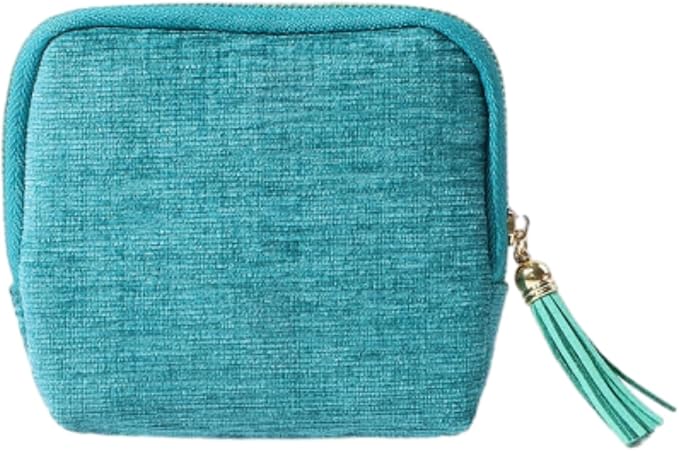 Jewelry Zippered Pocket Case Travel Jewelry Bag Portable Organizer, Dustproof Storage Bag with Tassels and Zipper (Sky Blue)