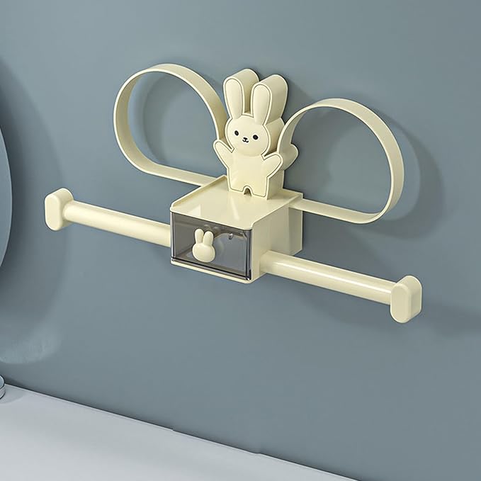 Cartoon Rabbit Hair Accessories Holder Wall Mount Headband Hair Tie Clip Headwear Hair Bows Display Stand Organizer Yellow