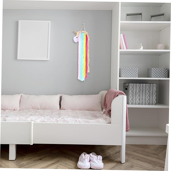Hand-woven Unicorn Headband Organizer Hair Clips Storage Holder for Girls Wall-mounted Headdress Organizer for Bows Accessories