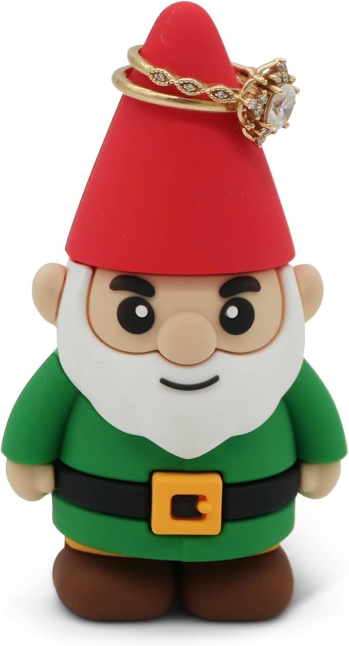 Figurine Ring Holder – Cute and Decorative Jewelry Organizer for Rings, Earrings & Small Accessories – Perfect for Vanity, Dresser, or Bathroom Countertop– Gnome
