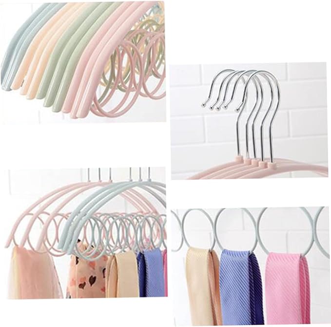 Ciieeo 4pcs Scarf Non- Plastic Hanger Space-Saving Closet Organizer for Scarves Jewelry and Accessories Fits Standard Closets Beige