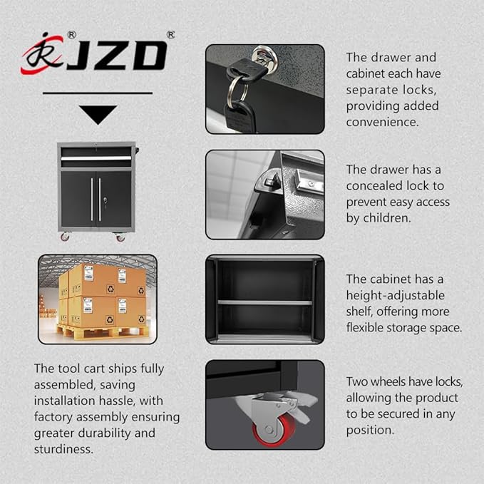 Ultimate Garage Storage System Set with Rolling Tool Cabinet, Free-Standing Design