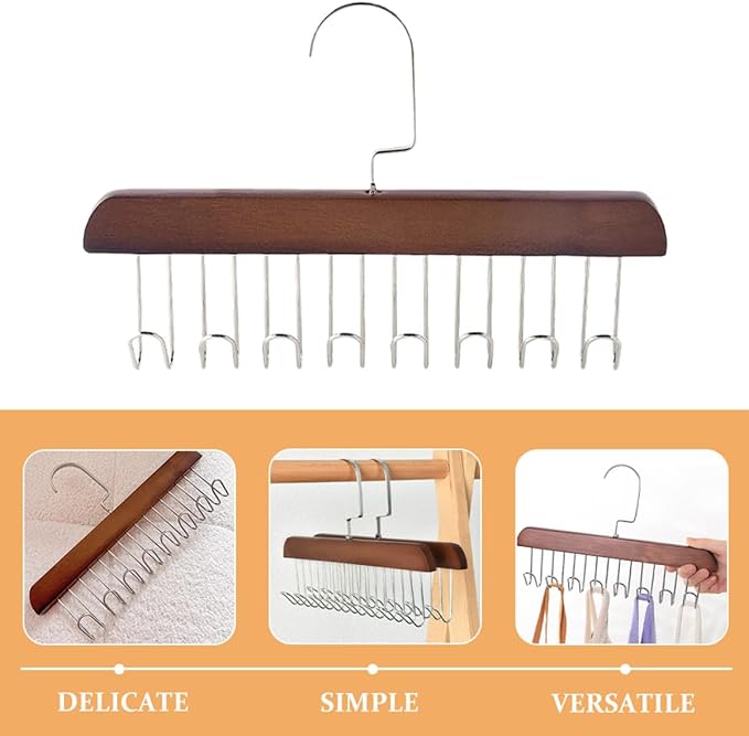 2pcs Vintage 8-Hook Multi-Functional Closet Hangers for Belt and Tie Storage, Scarf and Hat Organizer Rack for Men’s Closet Space Saving Accessory Organizer