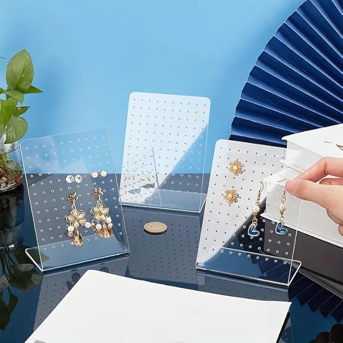 2Pcs 72-Hole Acrylic Earring Displays - Sturdy Jewelry Organizers for Studs & Earrings | Clear Earring Holders for Storage & Showcase | Space-Saving Jewelry Display Racks