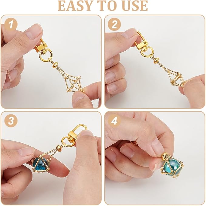 ANATTASOUL 8pcs Adjustable Empty Stone Holder Necklace, Stainless Steel, Gold, Jewelry Necklace Holder