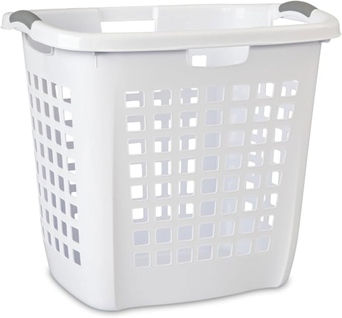 Sterilite Ultra Easy Carry Laundry Hamper, Comfort Handles to Easily Carry Clothes Between the Bedroom and Laundry Room, Plastic, White, 12-Pack